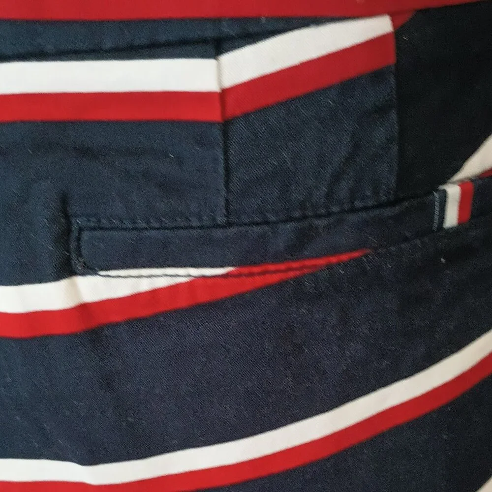 Tommy Hilfiger Striped Chino Shorts 10 Women's Red White Black Nautical
